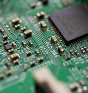 Close up of a microchip.