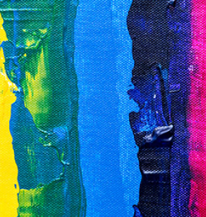 Streaks of paint in ROYGBIV order.