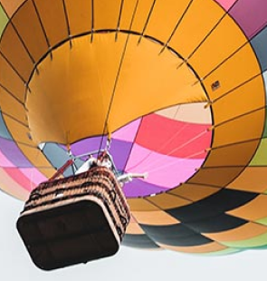 Close up of a hot air balloon.
